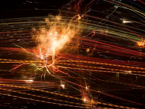 Abstract lines with fireworks explosion Stock Photos