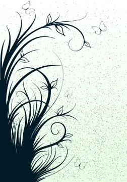 Abstract lines with flowers Stock Illustration