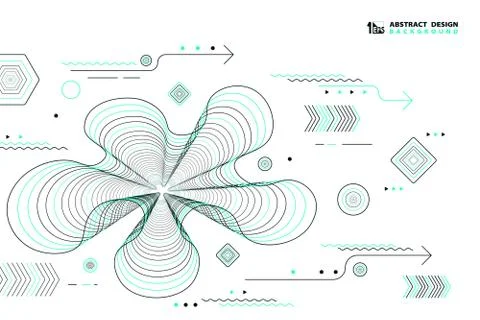 Abstract lines geometric vector elements design black and green color Illustrazione stock