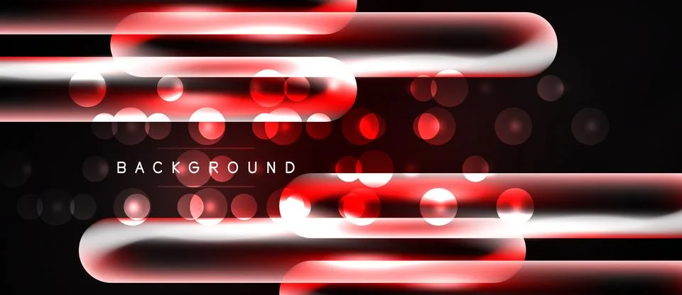 Abstract lines, glowing red, white elements over black background. Dynamic Ilustração Stock