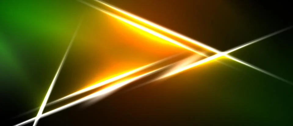 Abstract lines intersect, creating bright orange glow against dark green, bla 库存插图