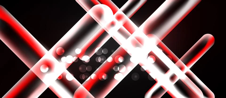 Abstract lines intersect, creating bright energy. Red, white glows dominate Stock Illustration