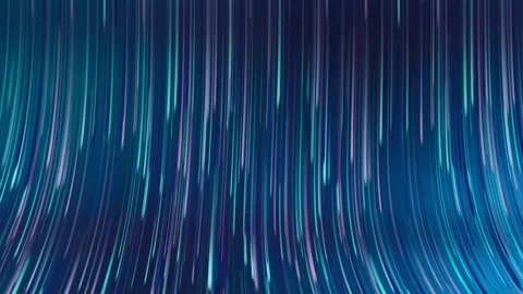 Abstract lines move like gravity in space. Neon blue, green, pink rays falls Stock Footage 221405601