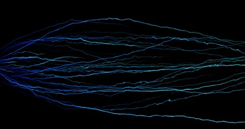 Abstract lines movement digital glitter sparkle blue particles with electric Stock Footage 107460064