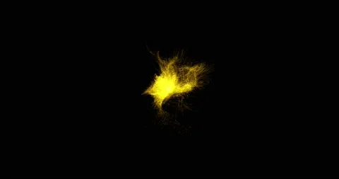 Abstract lines from particles chaotic movement, ignites an explosion on a black Stock Footage