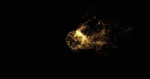 Abstract lines from particles chaotic movement, ignites an explosion on a black Stock Footage 165077206