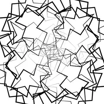 Abstract lines pattern with distortion. Black and white background in square  스톡 일러스트