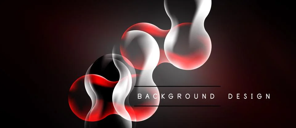Abstract lines, red plus white, form dynamic shapes against dark background. Stock Illustration