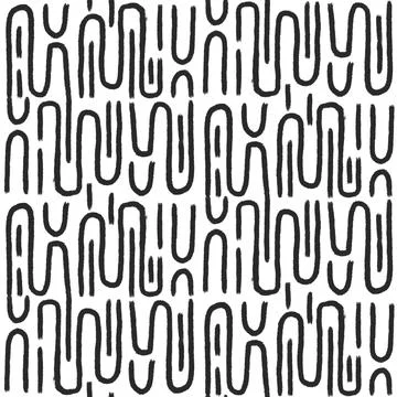 Abstract lines seamless pattern. Curved grunge stroke endless background. Wavy 库存插图