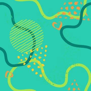 Abstract lines seamless pattern on orange background.Modern lines,hand painte Stock Illustration