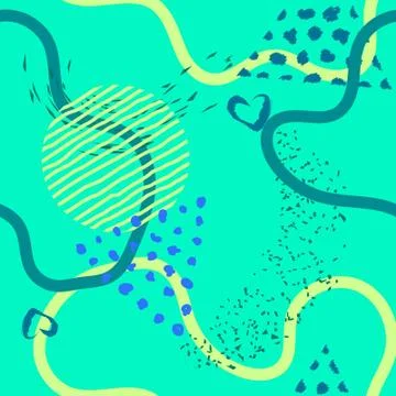 Abstract lines seamless pattern on orange background.Modern lines,hand painte Stock Illustration