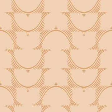 Abstract lines seamless pattern. Simple textured wavy line art design on beige Stock Illustration