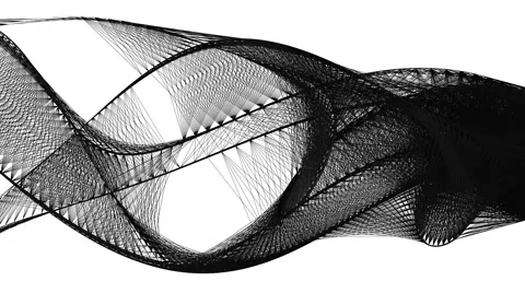 Abstract lines shapes in flowing motion - black on white (FULL HD) Stock Footage 63393033