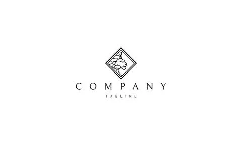 Abstract lion Line Rhombus vector logo design Stock Illustration