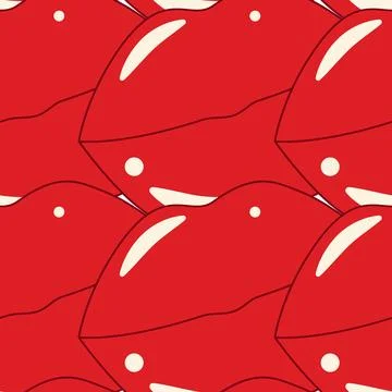 Abstract lips create texture Seamless Pattern in trendy red. St Valentines Day Stock Illustration