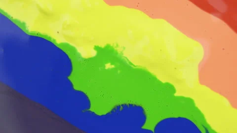 Abstract liquid acrylic rainbow rotating background Stock Footage 209188404