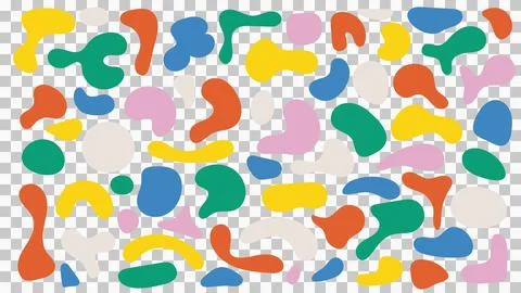 Abstract liquid and fluid blobs with geometric shapes on a transparent backgr Stockillustratie