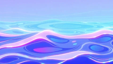 Abstract Liquid Animation with Neon Waves Unit Stock Footage 305229715