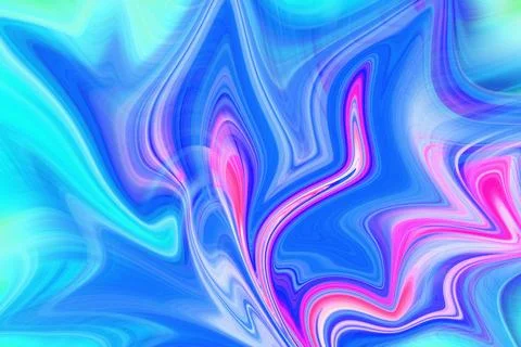 Abstract liquid background with flowing blue and vibrant pink marble swirls Stock Illustration