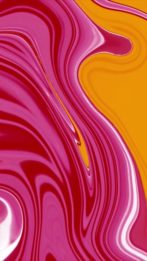 Abstract liquid background with flowing pink red and orange paint swirls for Video stock 347692422
