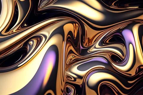 Abstract liquid background with metallic texture wallpaper digital art Stock Illustration