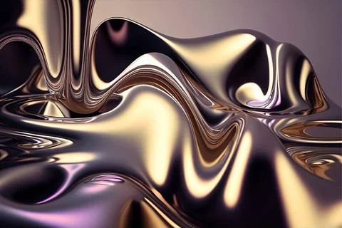 Abstract liquid background with metallic texture wallpaper digital art Stock Illustration