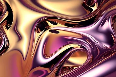 Abstract liquid background with metallic texture wallpaper digital art Stock Illustration