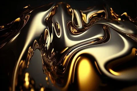 Abstract liquid background with metallic texture wallpaper digital art Stock Illustration