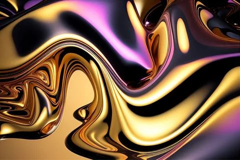 Abstract liquid background with metallic texture wallpaper digital art Stock Illustration