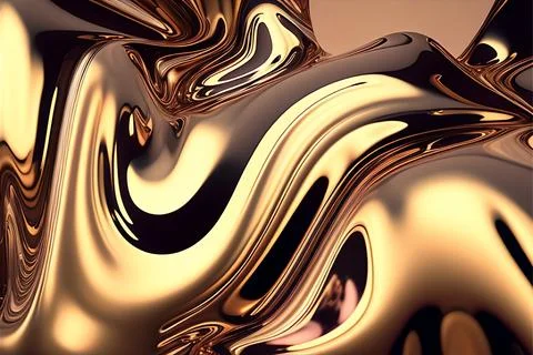 Abstract liquid background with metallic texture wallpaper digital art Stock Illustration