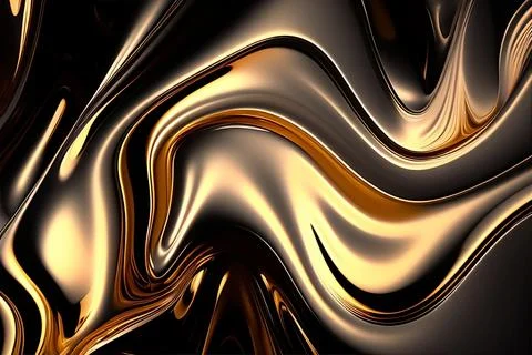 Abstract liquid background with metallic texture wallpaper digital art Stock Illustration