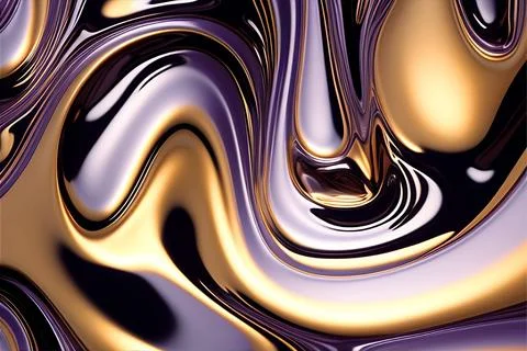 Abstract liquid background with metallic texture wallpaper digital art Stock Illustration