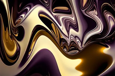 Abstract liquid background with metallic texture wallpaper digital art Stock Illustration