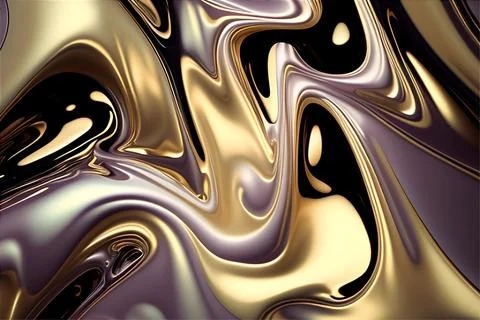 Abstract liquid background with metallic texture wallpaper digital art Stock Illustration