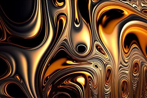 Abstract liquid background with metallic texture wallpaper digital art Stock Illustration