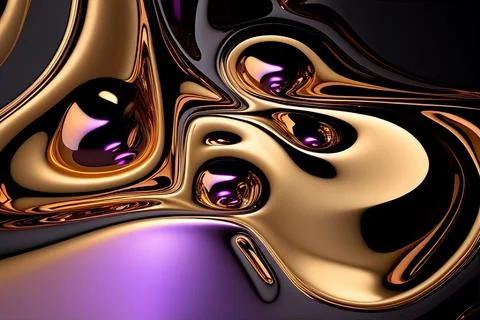 Abstract liquid background with metallic texture wallpaper digital art Stock Illustration
