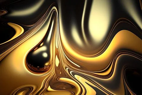Abstract liquid background with metallic texture wallpaper digital art Stock Illustration