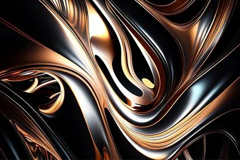 Abstract liquid background with metallic texture wallpaper digital art Stock Illustration