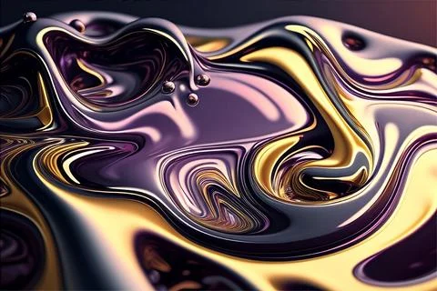 Abstract liquid background with metallic texture wallpaper digital art Stock Illustration
