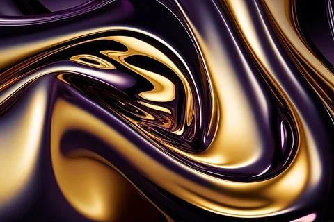 Abstract liquid background with metallic texture wallpaper digital art Stock Illustration