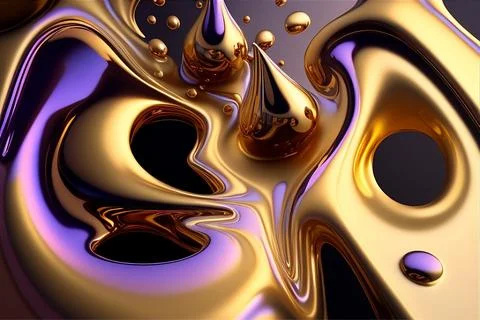 Abstract liquid background with metallic texture wallpaper digital art Stock Illustration