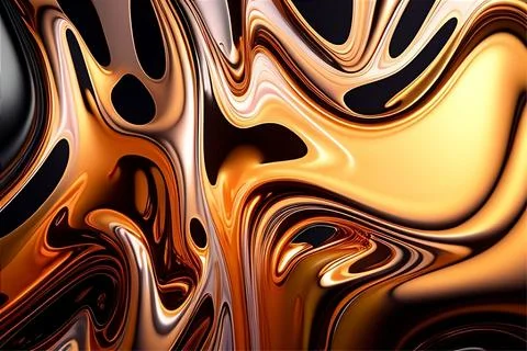 Abstract liquid background with metallic texture wallpaper digital art Stock Illustration