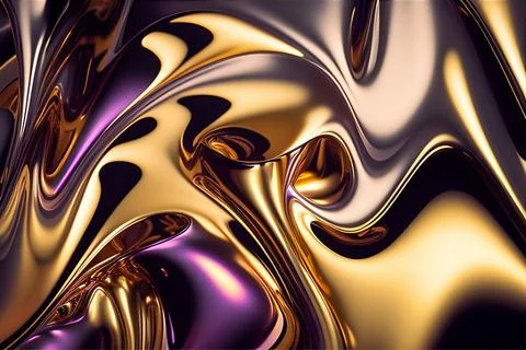 Abstract liquid background with metallic texture wallpaper digital art Stock Illustration