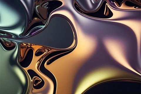 Abstract liquid background with metallic texture wallpaper digital art Stock Illustration