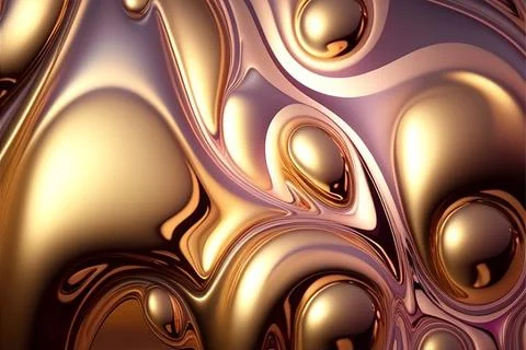 Abstract liquid background with metallic texture wallpaper digital art Stock Illustration