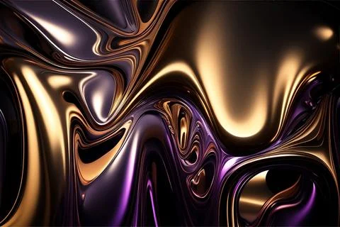 Abstract liquid background with metallic texture wallpaper digital art Stock Illustration