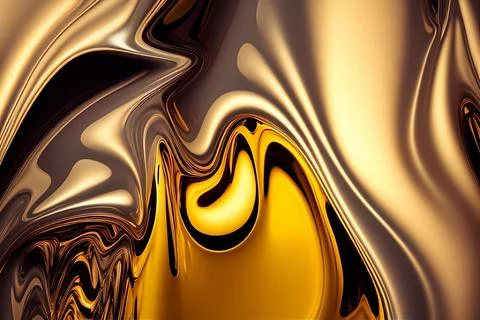 Abstract liquid background with metallic texture wallpaper digital art Stock Illustration
