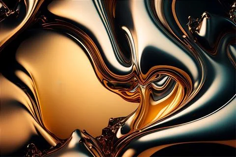 Abstract liquid background with metallic texture wallpaper digital art Stock Illustration