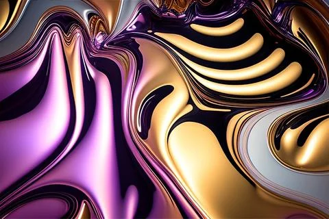 Abstract liquid background with metallic texture wallpaper digital art Stock Illustration
