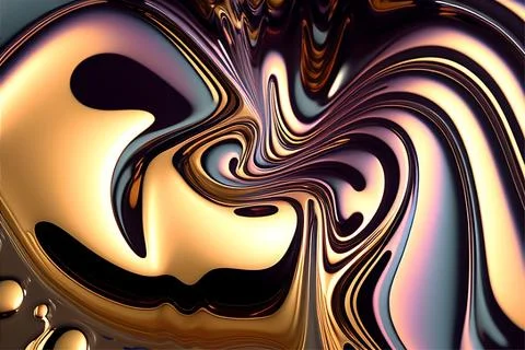 Abstract liquid background with metallic texture wallpaper digital art Stock Illustration